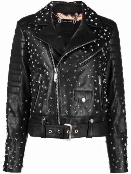 Philipp Plein байкерская куртка с заклепками, черный