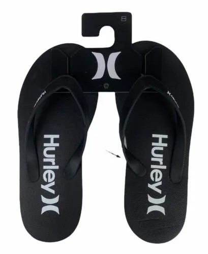 NEW Hurley One and Only Mens Flip Flop Sandals Thong Solid Black White
