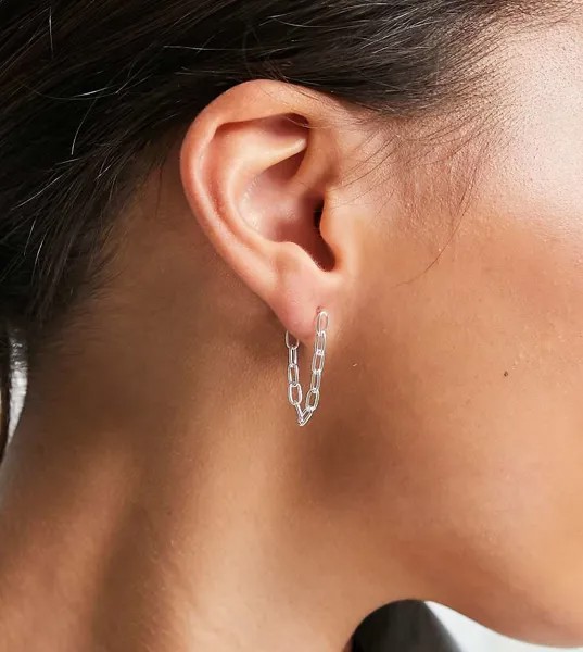 Серьги из стерлингового серебра в виде цепочек ASOS DESIGN-Серебристый
