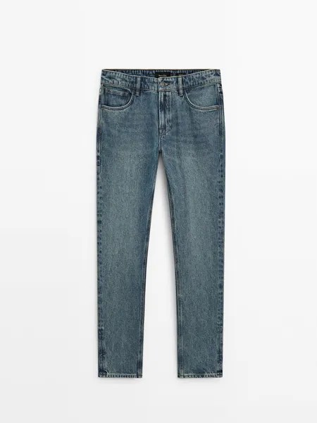 Джинсы зауженного кроя из 100% хлопка. Massimo Dutti, индиго