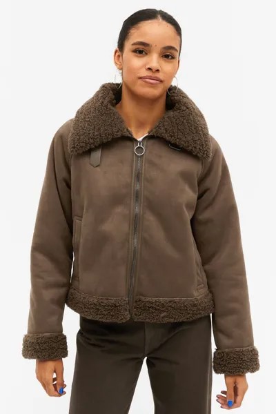 Кожаная куртка женская Monki 1092146002 коричневая XS (доставка из-за рубежа)