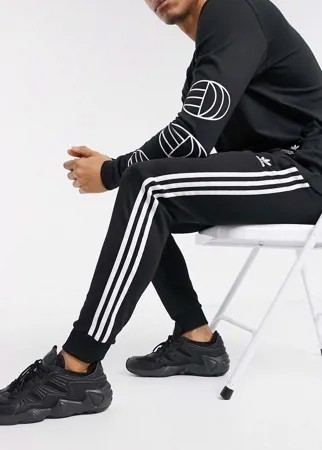 Черные зауженные джоггеры с тремя полосками adidas Originals Superstar-Черный цвет