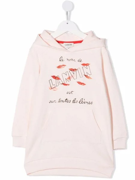 LANVIN Enfant платье с капюшоном и логотипом