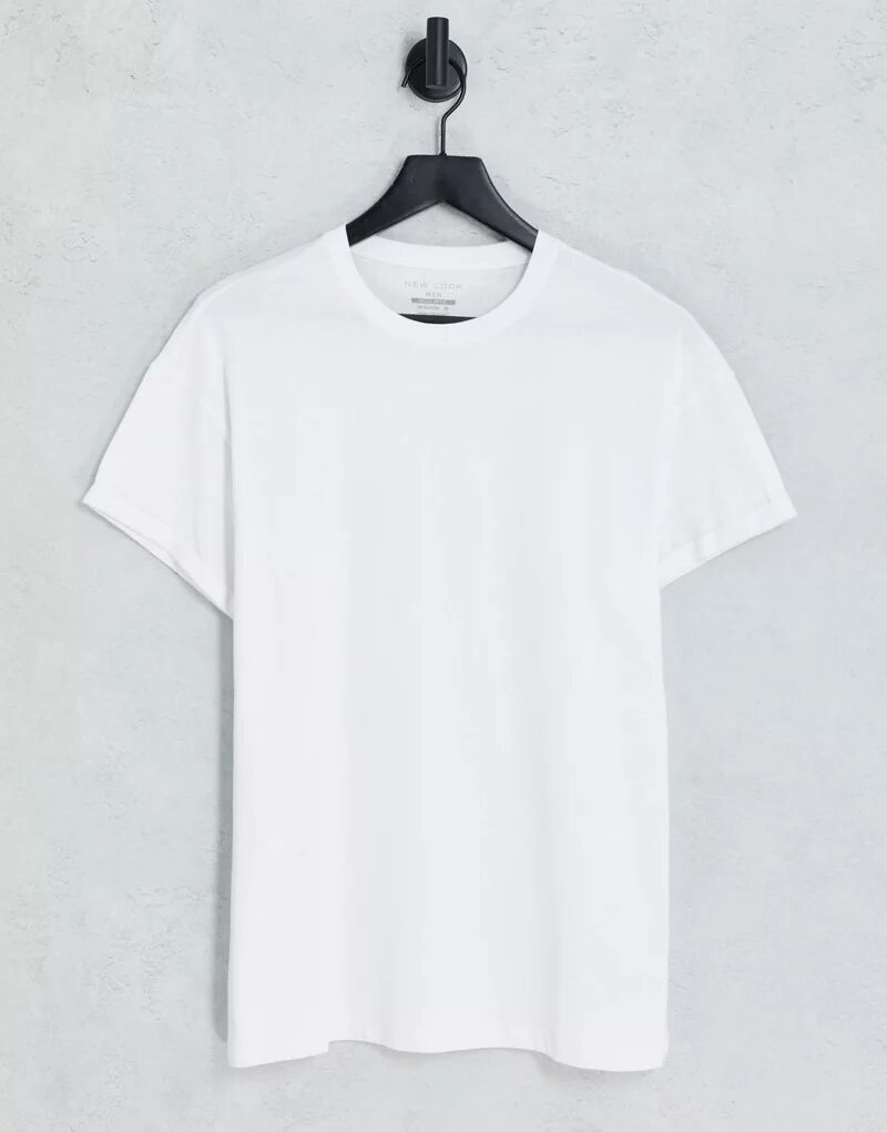 Белая футболка с закатанными рукавами New Look