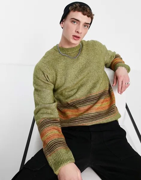 Зеленый джемпер в полоску Carhartt WIP Dillon-Зеленый цвет