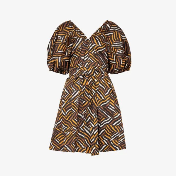 Платье мини curvone из эластичного хлопка с графическим принтом Weekend Max Mara, цвет ochre