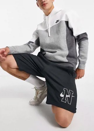 Черные выбеленные шорты из флиса с логотипом в стиле ретро Nike Retro-Черный цвет