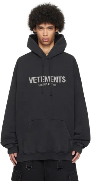 Черный худи с кристаллами Vetements