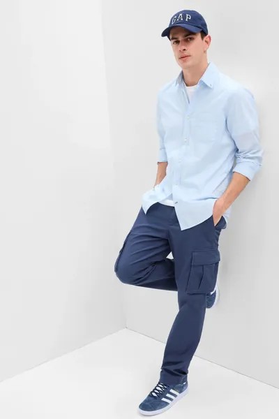 Приталенная рубашка с длинными рукавами и стрейчем Gap, синий