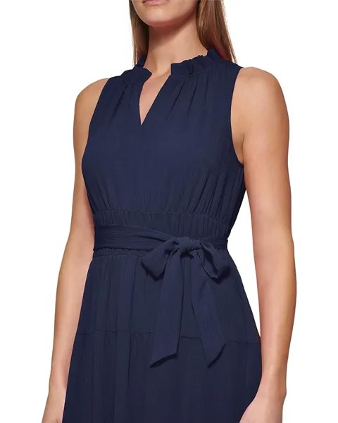 Платье DKNY Sleeveless Tiered Midi Dress, темно-синий