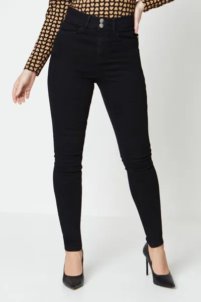 Джинсы скинни с двойной талией Dorothy Perkins, черный