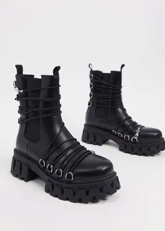 Черные ботинки на массивной подошве Koi Footwear-Черный цвет