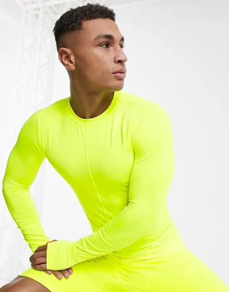 Спортивный лонгслив неоново-желтого цвета ASOS 4505-Желтый