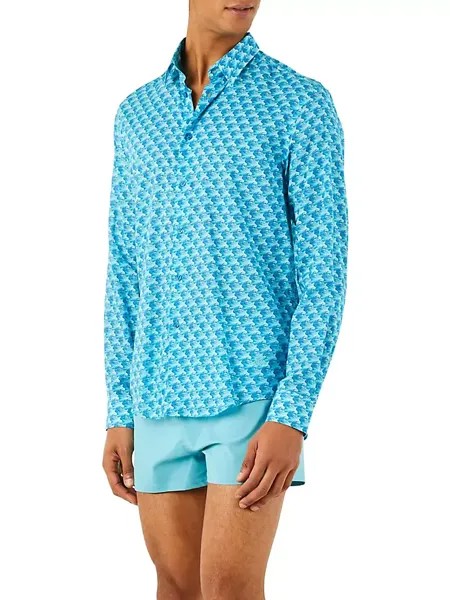 Рубашка из хлопковой вуали Waves Vilebrequin, синий