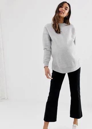 Черные вельветовые расклешенные джинсы укороченного кроя с эластичной вставкой для животика ASOS DESIGN Maternity Egerton-Черный
