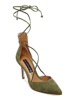 STEVEN Женские зеленые кожаные туфли-лодочки на шпильках с острым носком и ремешками, размер 8 м