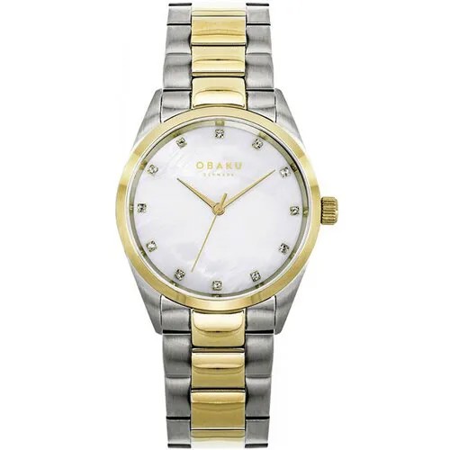 Наручные часы OBAKU Женские кварцевые Chili V263LXFWSF с гарантией, белый, золотой
