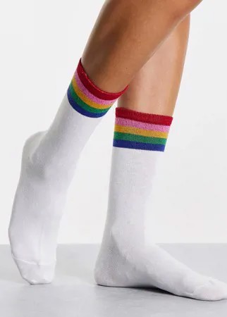 Белые носки с радужными полосками Accessorize-Белый
