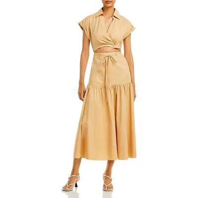 Derek Lam 10 Crosby Женское платье-рубашка миди с вырезами и короткими рукавами BHFO 5180