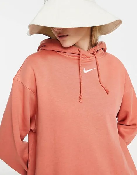 Объемный пуловер с худи Nike Mini Swoosh цвета корня марены