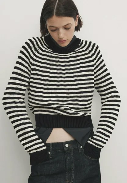 Свитер Striped Crew Neck Massimo Dutti, цвет dark blue