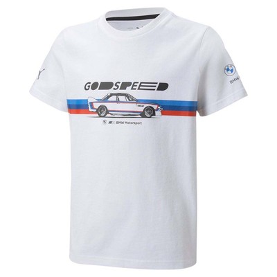 Футболка Puma Bmw Mms Car Graphic для мальчиков, белые повседневные топы 533557-02