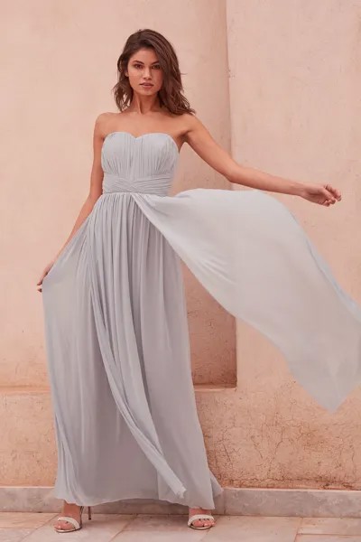 Платье для подружки невесты Bella Multiway с вырезом-бандо Lipsy, синий