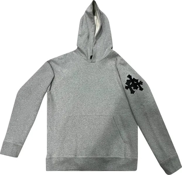 Худи Chrome Hearts Paper Jam Triple Leather Cross Zip Up Hoodie 'Grey Heather', серый