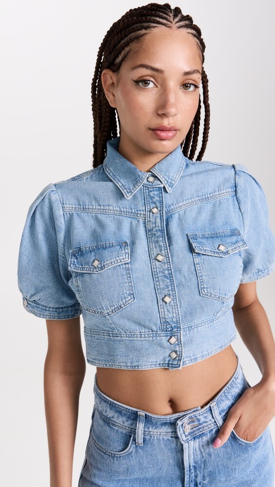 Топ RE/DONE Midriff Denim, синий