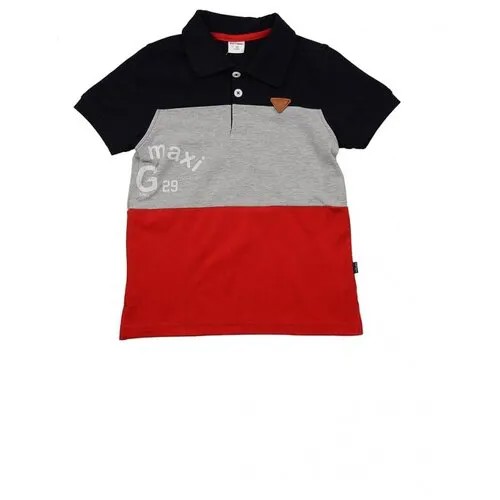Поло Mini Maxi, хлопок, размер 98, белый, серый