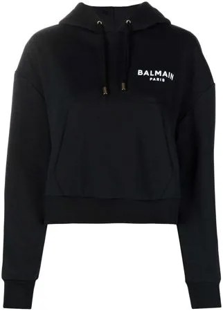 Balmain укороченное худи с логотипом