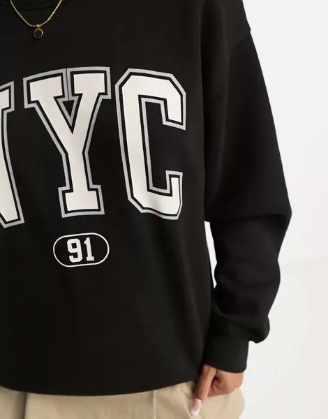 Черный спортивный свитшот Pull&Bear 'NYC'