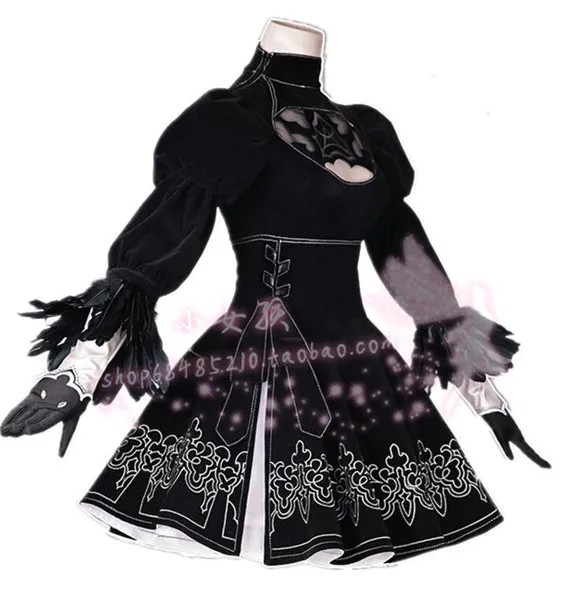 Костюм для косплея NieR:Automata 2B из игры, черное платье, платье, японский аниме герой, Лолита, платье, перчатки для девочек, комплект униформы на Х...