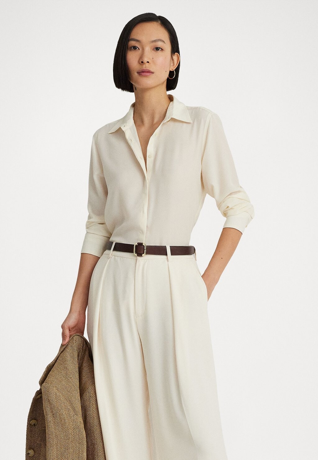 Рубашка Lauren Ralph Lauren KRISTY LONG SLEEVE BUTTON FRONT, цвет mascarpone cream