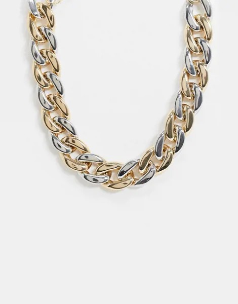 Цепочка с крупными звеньями ASOS DESIGN-Многоцветный