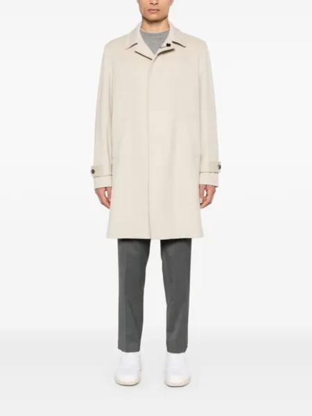 Lardini пальто с брошью, нейтральный цвет