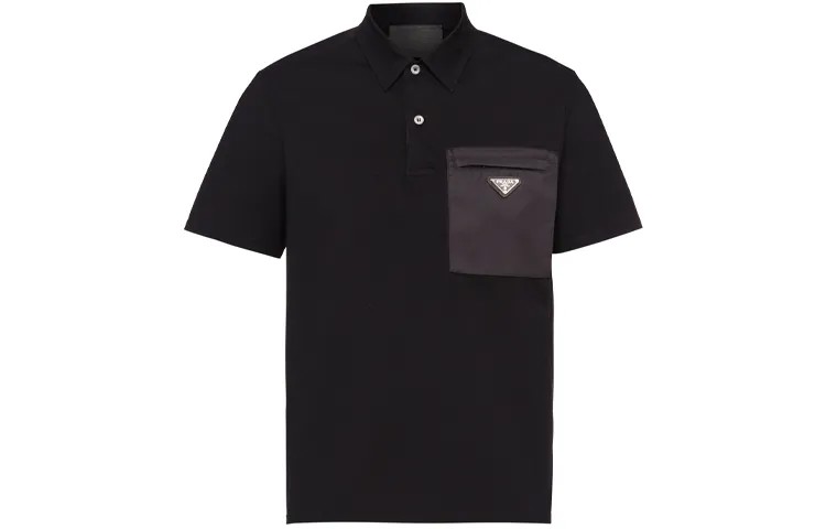 Рубашка поло с короткими рукавами и логотипом Prada, цвет Black