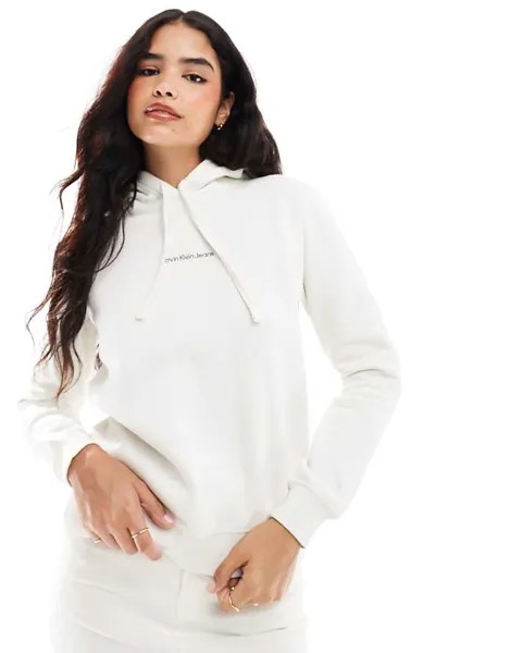 Худи цвета слоновой кости с монограммой Calvin Klein Jeans
