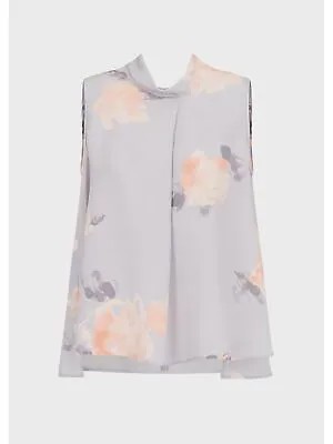 EMPORIO ARMANI Женская серебряная шелковая вечерняя блуза с цветочным принтом 42