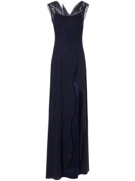 Alberta Ferretti кружевное платье макси, синий