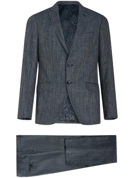 ETRO клетчатый костюм с однобортным пиджаком, синий