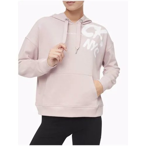 Худи Calvin Klein XL розовое с белым лого на плече Performance Graffiti Logo Hoodie