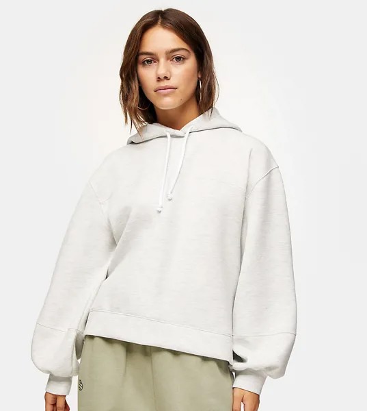 Светло-серый меланжевый худи в стиле oversized Topshop Petite-Серебристый