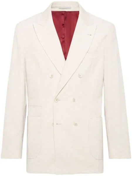 Brunello Cucinelli двубортный вельветовый пиджак, нейтральный цвет