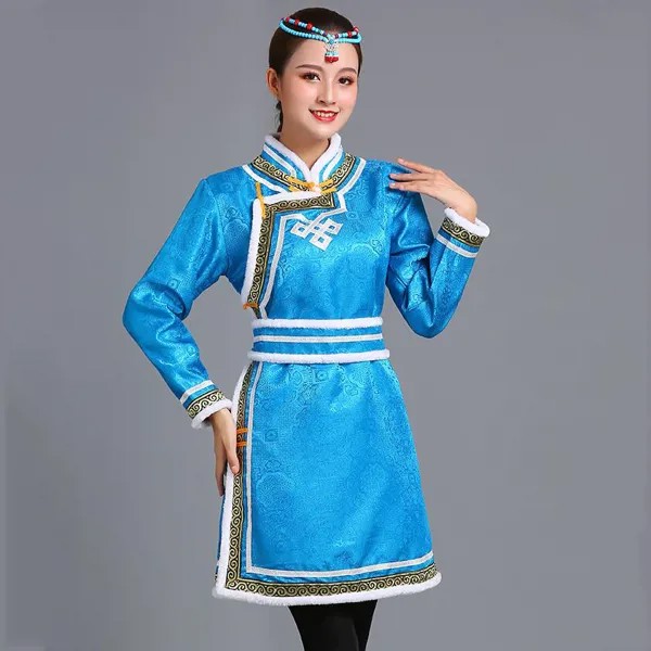 Традиционный монгольский халат, костюм Тан, стильные женские топы, винтажный Ципао, зимний топ, элегантный костюм ханьфу