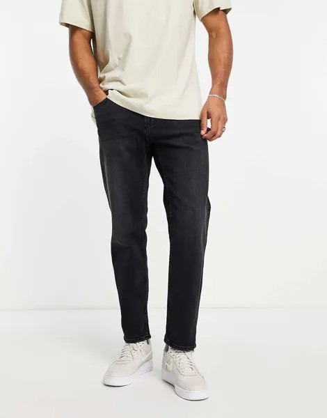 Черные винтажные прямые джинсы Pull&Bear