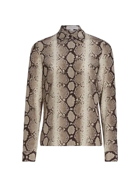 Рубашка с пуговицами из шелковой змеиной кожи Hansen Michael Kors Collection