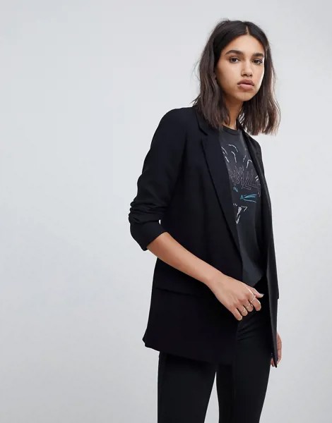 Черный строгий пиджак AllSaints-Черный цвет
