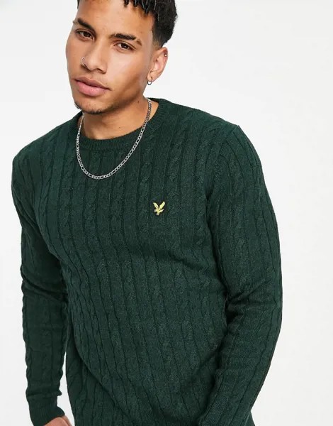 Вязаный «косами» джемпер Lyle & Scott-Зеленый цвет