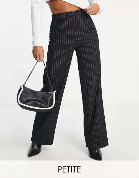 Широкие брюки с напуском в тонкую полоску Bershka Petite, сшитые по индивидуальному заказу в стиле папы